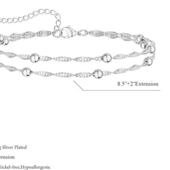 Sterling Silver Ankle Bracelets for Women: Dainty Layered Waterproof Anklet for - Picture 4 of 7